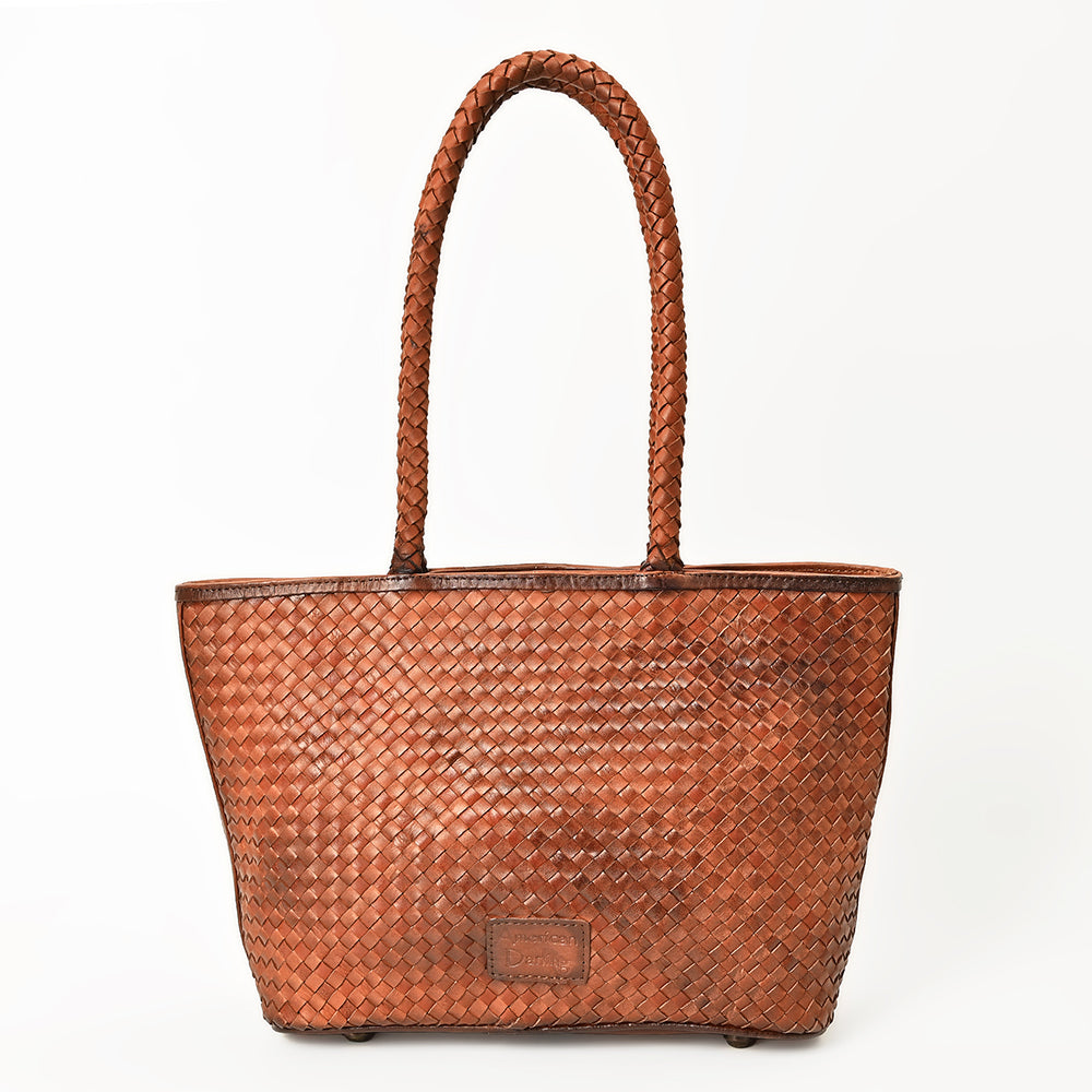 American Darling Western Tote Bag Basket Weave Genuine Full Grain Leather Handcrafted Shoulder Bag with Braided Handles Tassels
