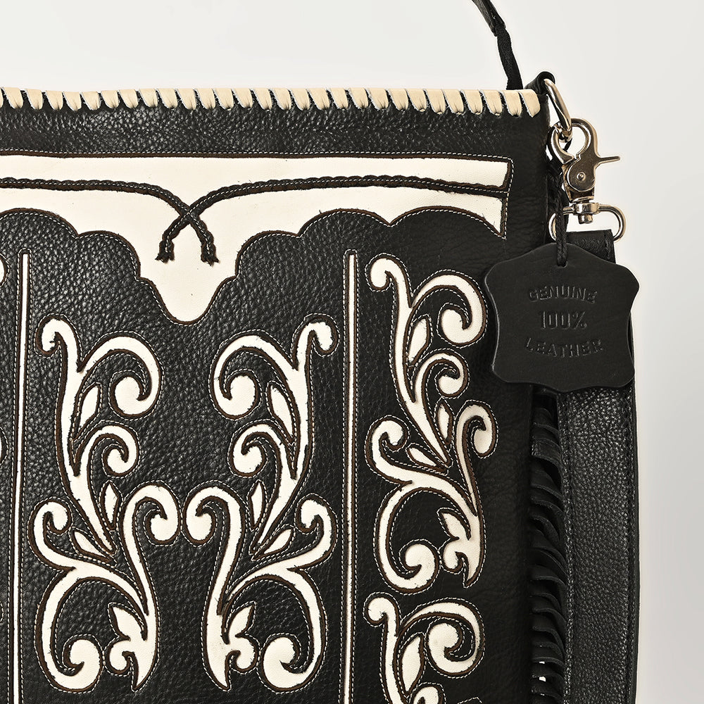 American Darling Full Grain Leather Crossbody Shoulder Bag Women Embroidered with Fringes & Adjustable Strap