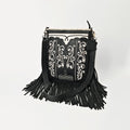American Darling Full Grain Leather Crossbody Shoulder Bag Women Embroidered with Fringes & Adjustable Strap