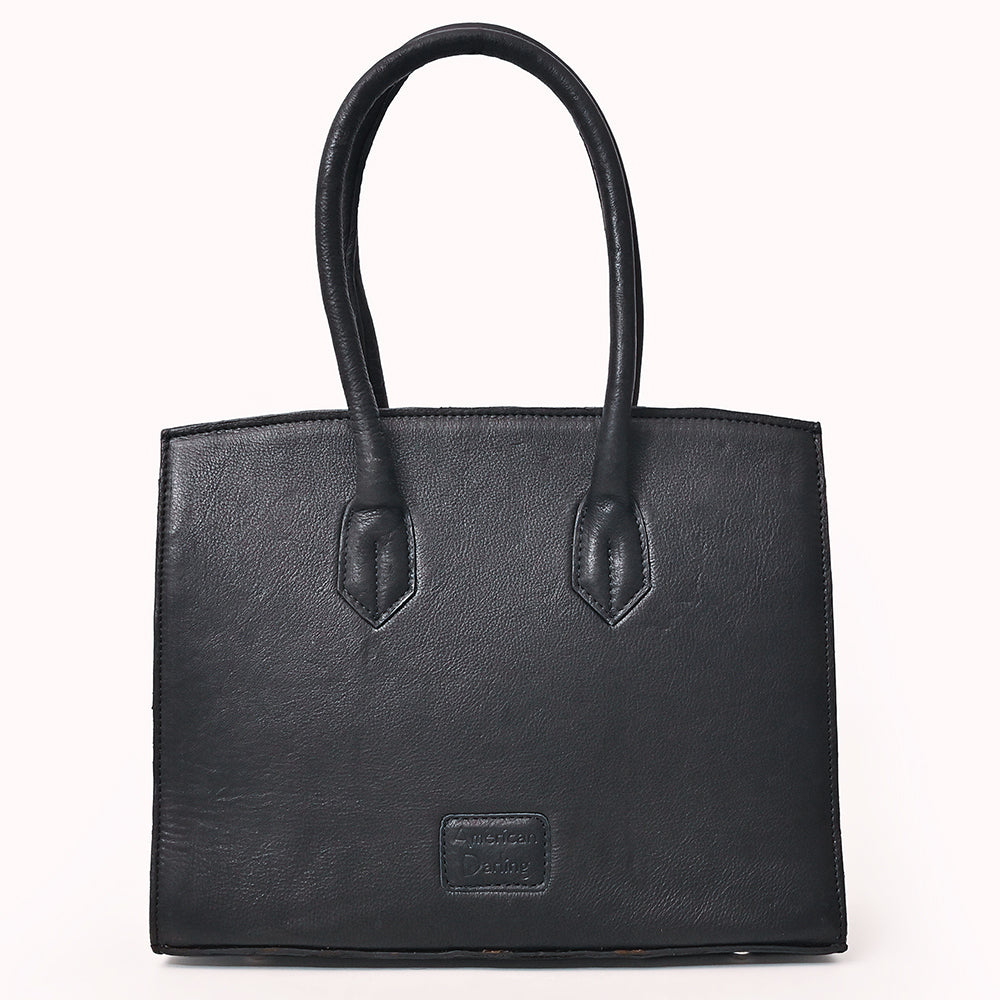 American Darling Western Tote Bag Rivetted Genuine Full Grain Leather Handcrafted Purse with Hair-On Cowhide and Concho
