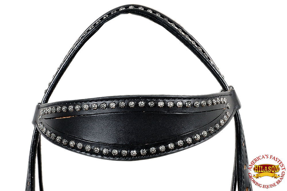 HILASON Western Horse Headstall Genuine American Leather Black