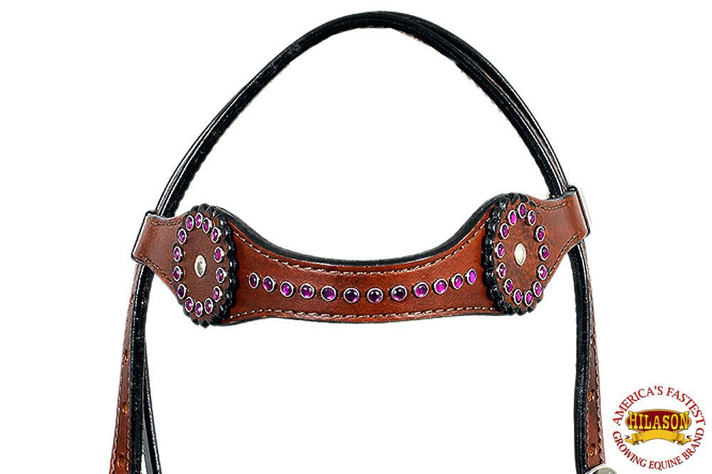HILASON Western Horse Headstall Genuine American Leather brown
