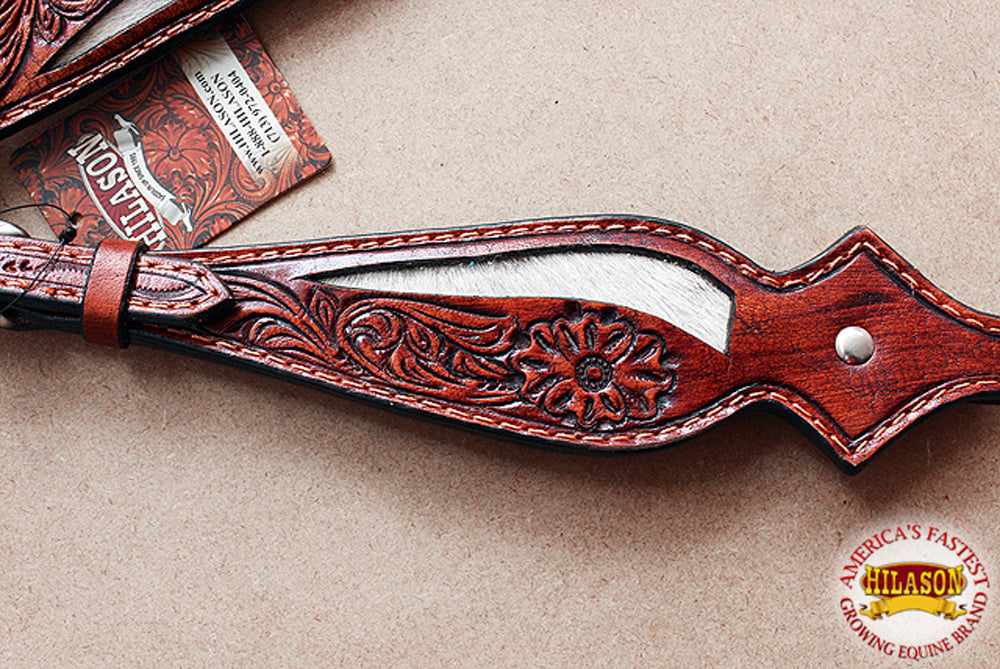 HILASON Western Horse Headstall Genuine American Leather Floral brown