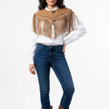 American Darling Western Leather Fringe Cape/Shawl Suede Yoke Tassel Jacket Vest