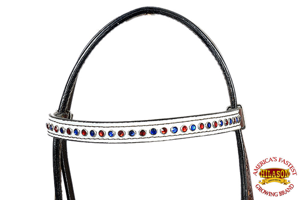 HILASON Western Horse Headstall Tack  American Leather Dark Brown W/ Rhinestones