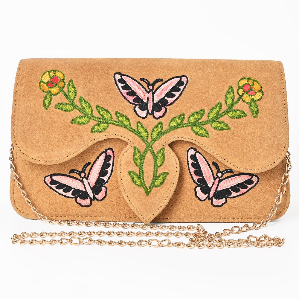 American Darling Rodeo Embroidered Suede Crossbody Bag Cowboy Gold