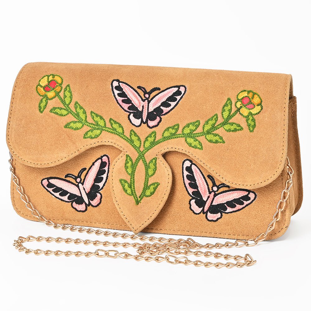 American Darling Rodeo Embroidered Suede Crossbody Bag Cowboy Gold