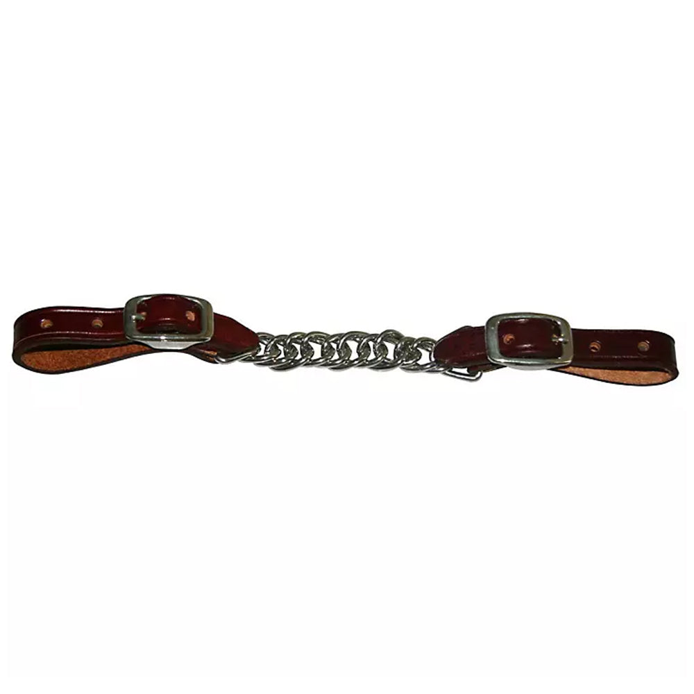 5/8" HILASON Western Latigo Leather Flat Twisted Curb Chain Strap
