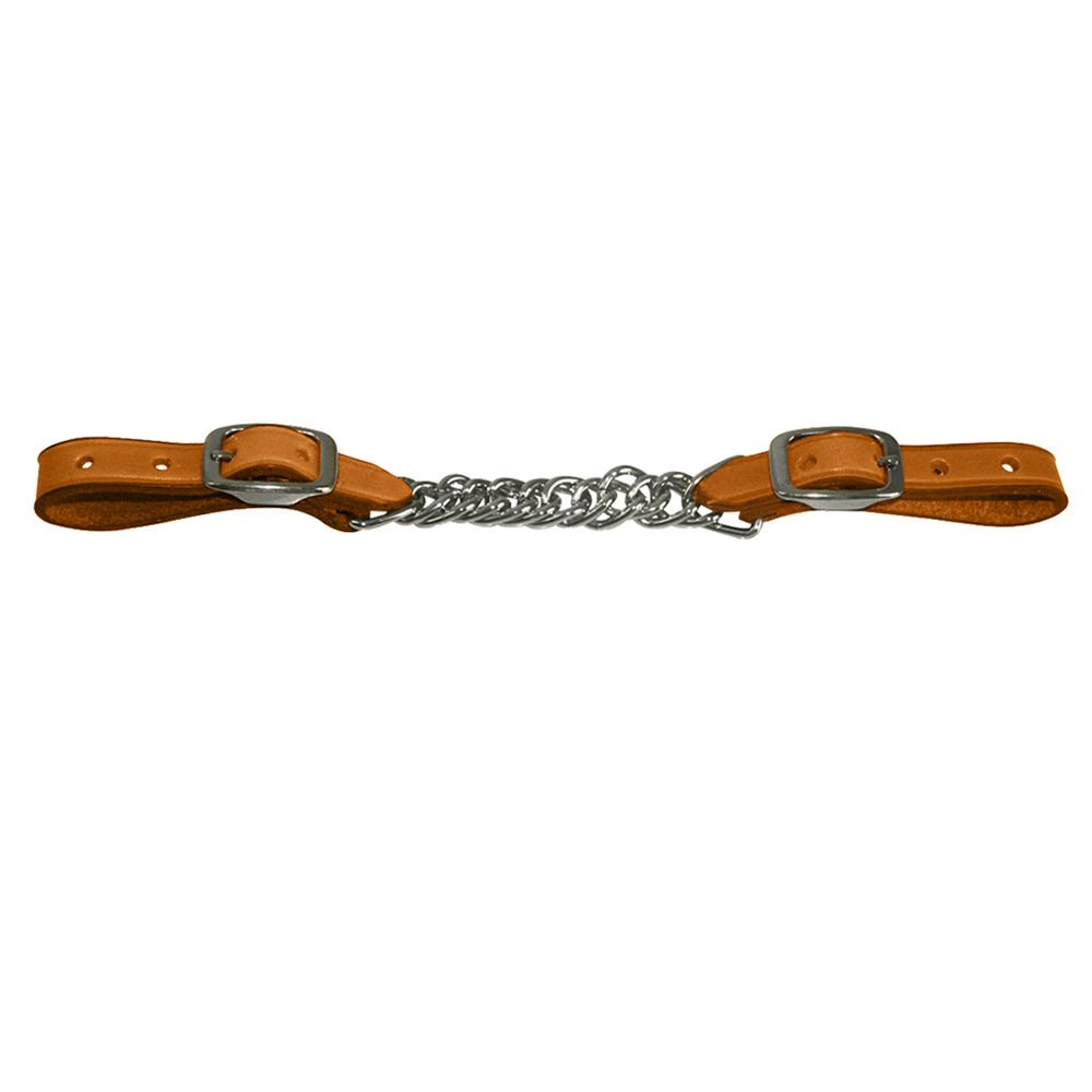 5/8" HILASON Western Latigo Leather Flat Twisted Curb Chain Strap