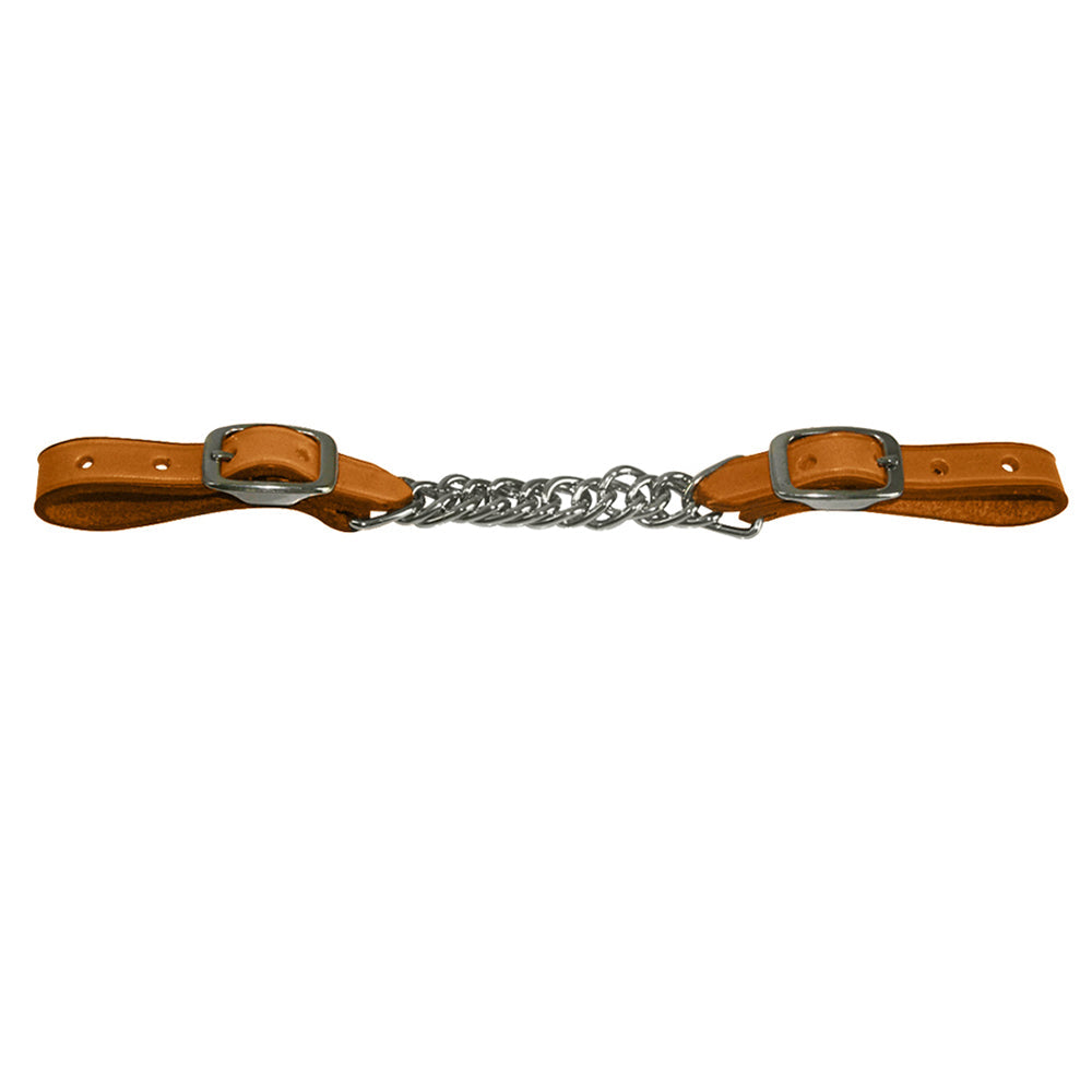 5/8" HILASON Western Latigo Leather Flat Twisted Curb Chain Strap