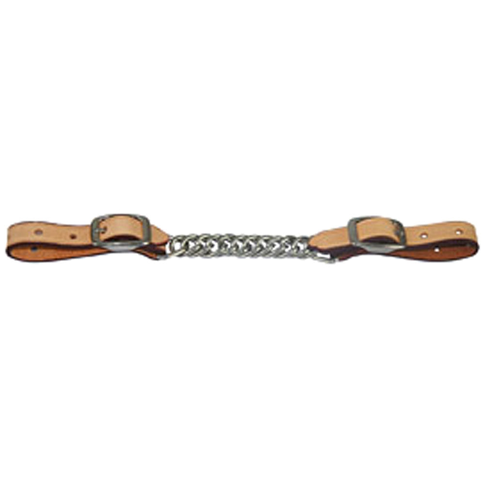 5/8" HILASON Western Latigo Leather Flat Twisted Curb Chain Strap