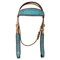 HILASON Western Genuine Leather Horse Headstall Tack Tan with Turquoise