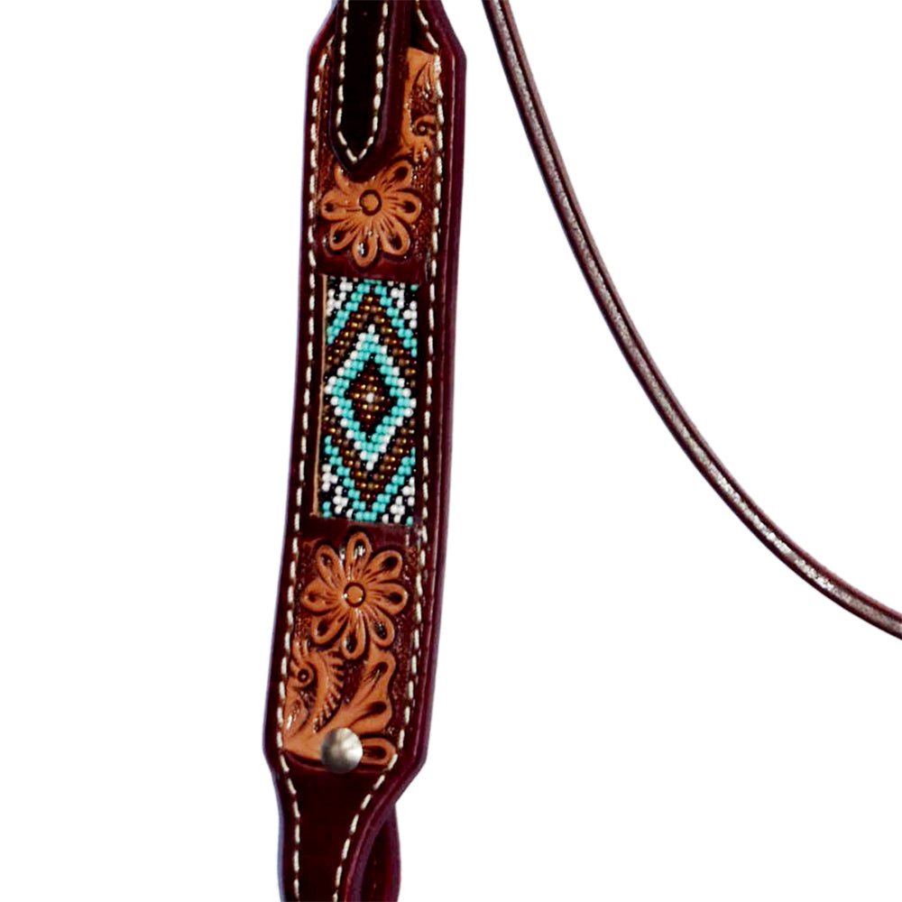 Hilason Western Horse Headstall Hand Tooled American Leather Tan