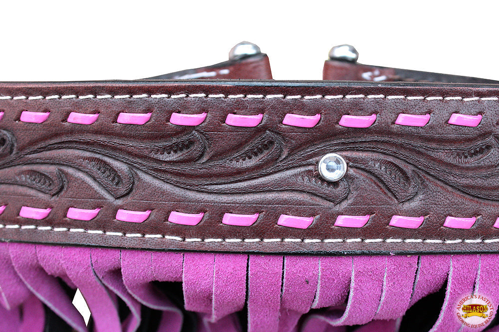 HILASON Western Genuine Leather Horse Nose Band Dark Brown with Pink