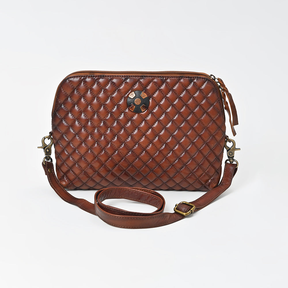 American Darling Woven Leather Crossbody Bag for Women, Western Shoulder Purse with Adjustable Strap Brown