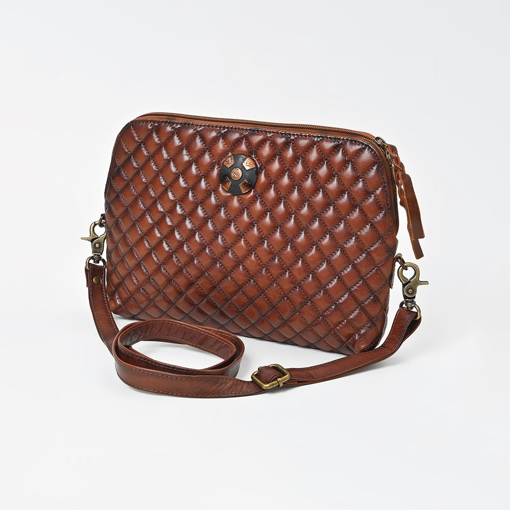 American Darling Woven Leather Crossbody Bag for Women, Western Shoulder Purse with Adjustable Strap Brown