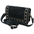 American Darling Western Embossed Leather Studded Crossbody Bag – Floral Tooled Purse with Adjustable Strap