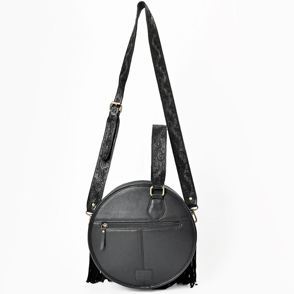 AMERICAN DARLING Tooled Leather Canteen Bag Fringe Turquoise Beading
