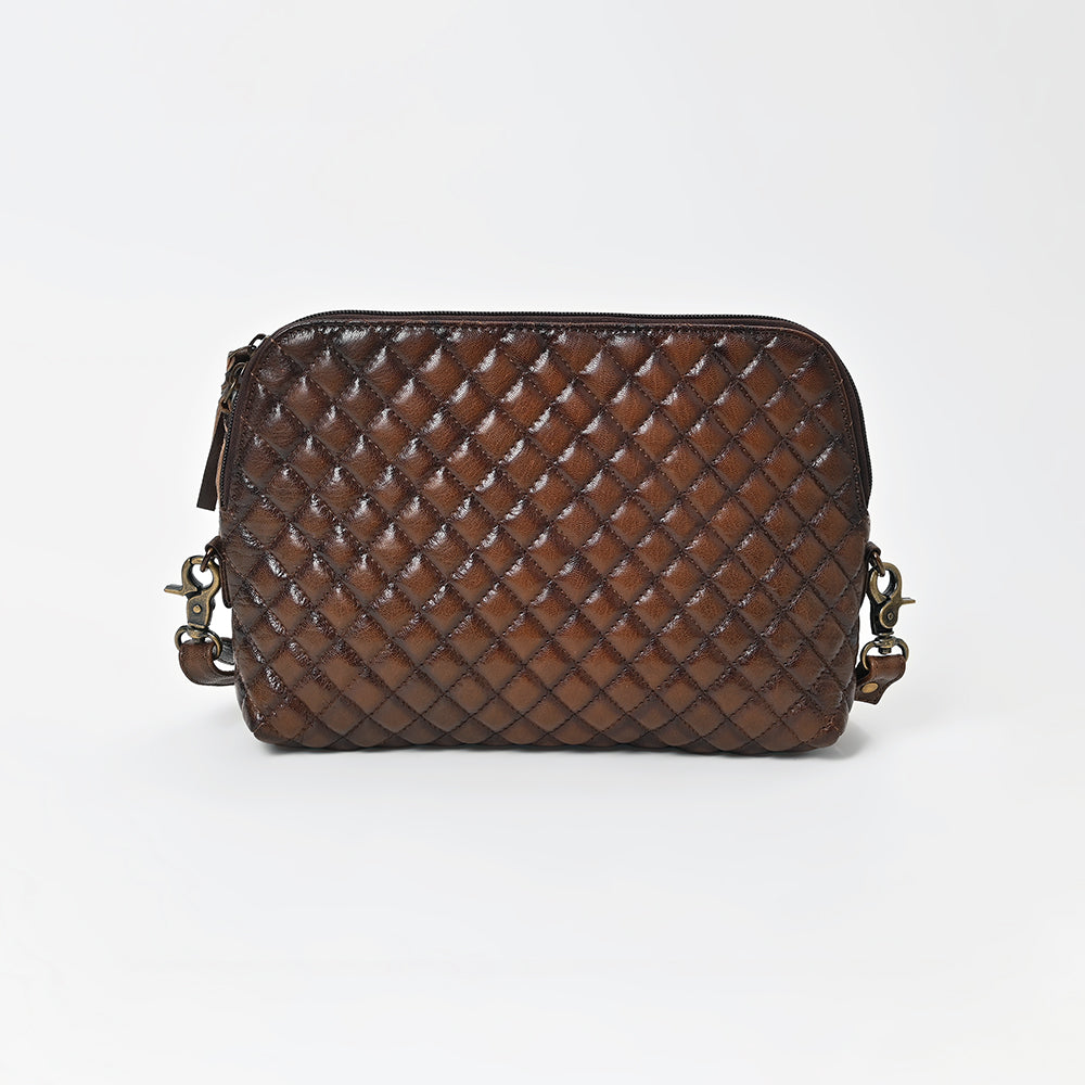 American Darling Woven Leather Crossbody Bag for Women, Western Shoulder Purse with Adjustable Strap Dark Brown