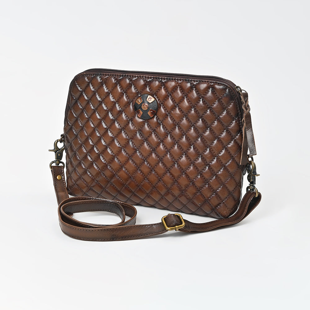 American Darling Woven Leather Crossbody Bag for Women, Western Shoulder Purse with Adjustable Strap Dark Brown