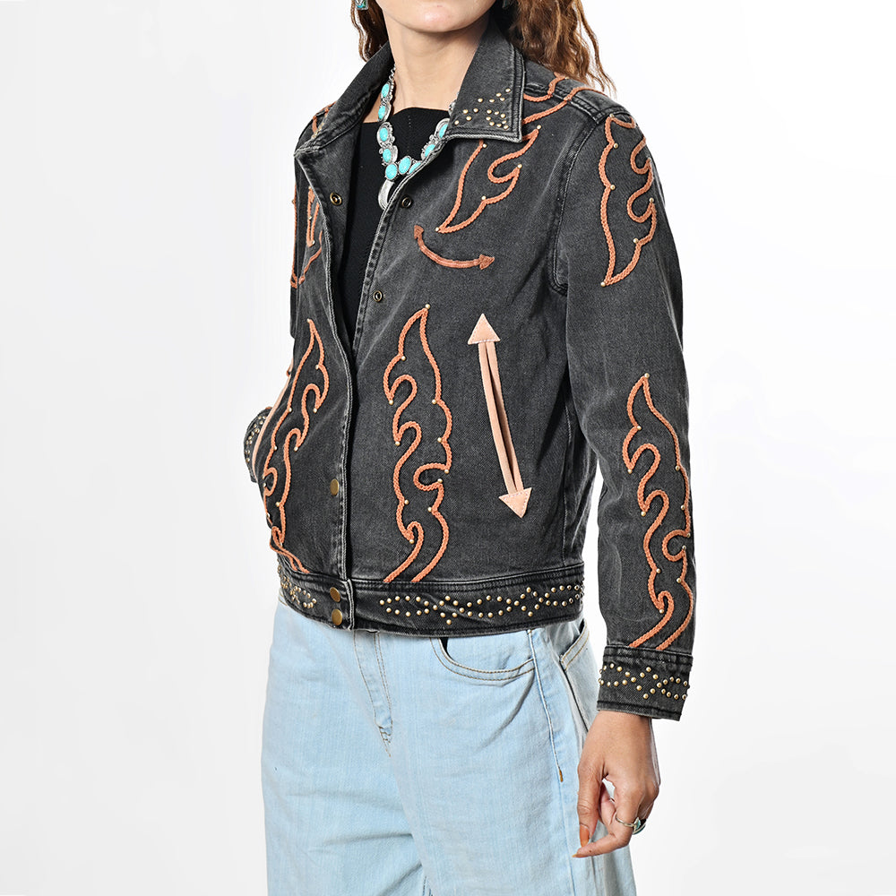 American Darling Women’s Western Denim Shirt Blazer Dress | Studded Embroidered Jacket | Excellent Fit for Ladies & Girls