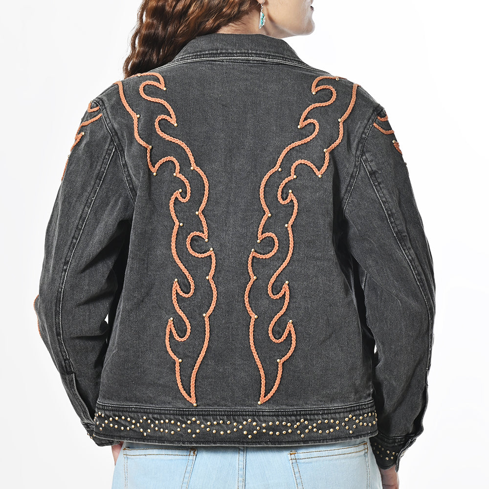 American Darling Women’s Western Denim Shirt Blazer Dress | Studded Embroidered Jacket | Excellent Fit for Ladies & Girls