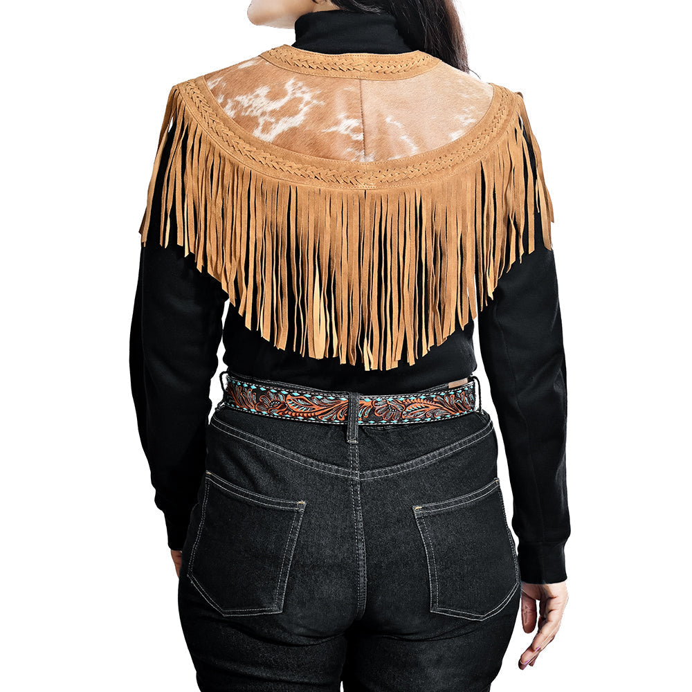 Genuine Leather Western Fringe Poncho Vest For Women Timeless Cowgirl Capelet Style