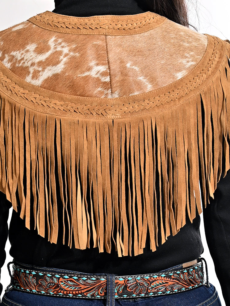 Genuine Leather Western Fringe Poncho Vest For Women Timeless Cowgirl Capelet Style