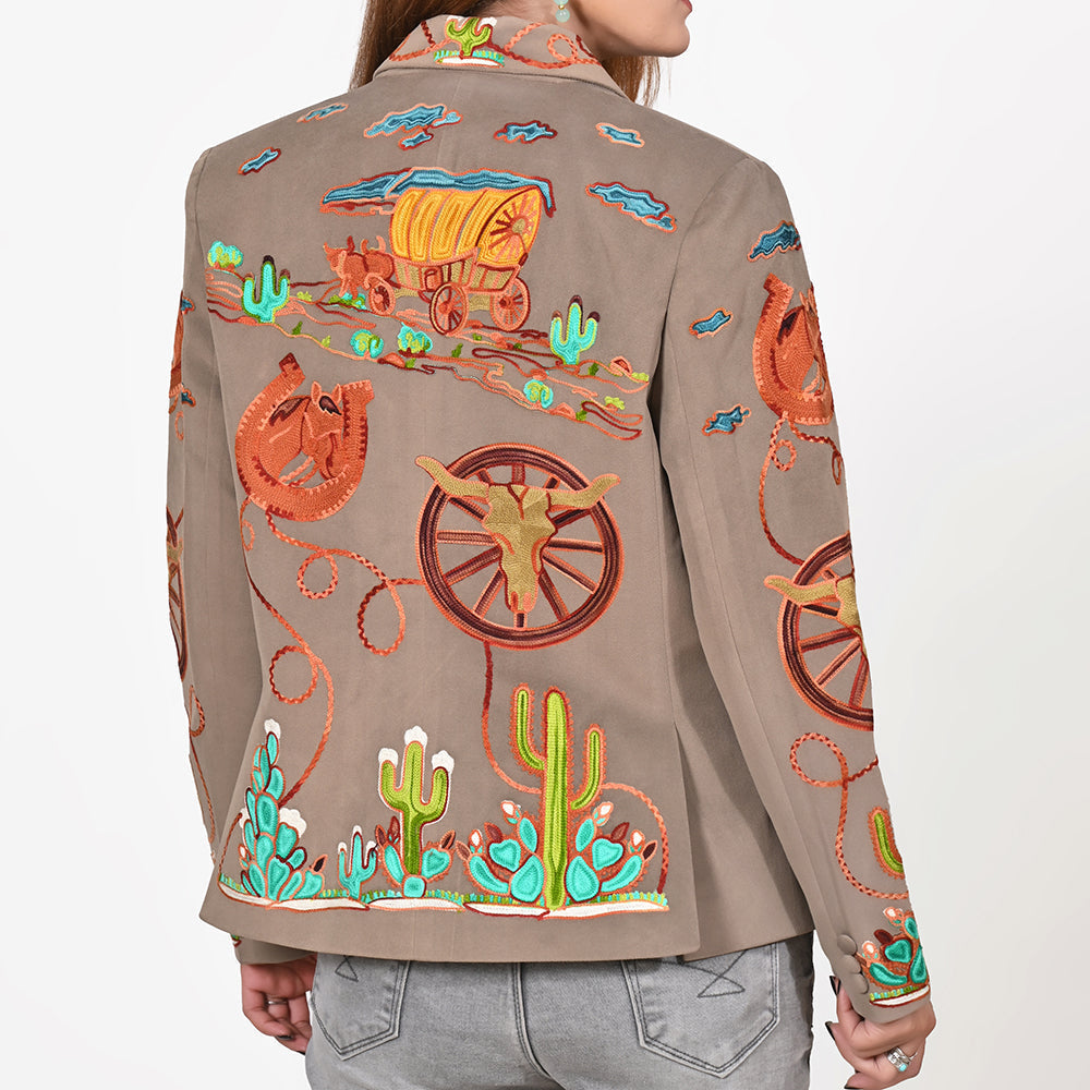 American Darling Women’s Western Embroidered Blazer Jacket Cowgirl Rodeo NFR Vintage Cactus Wagon Tailored Fashion Coat