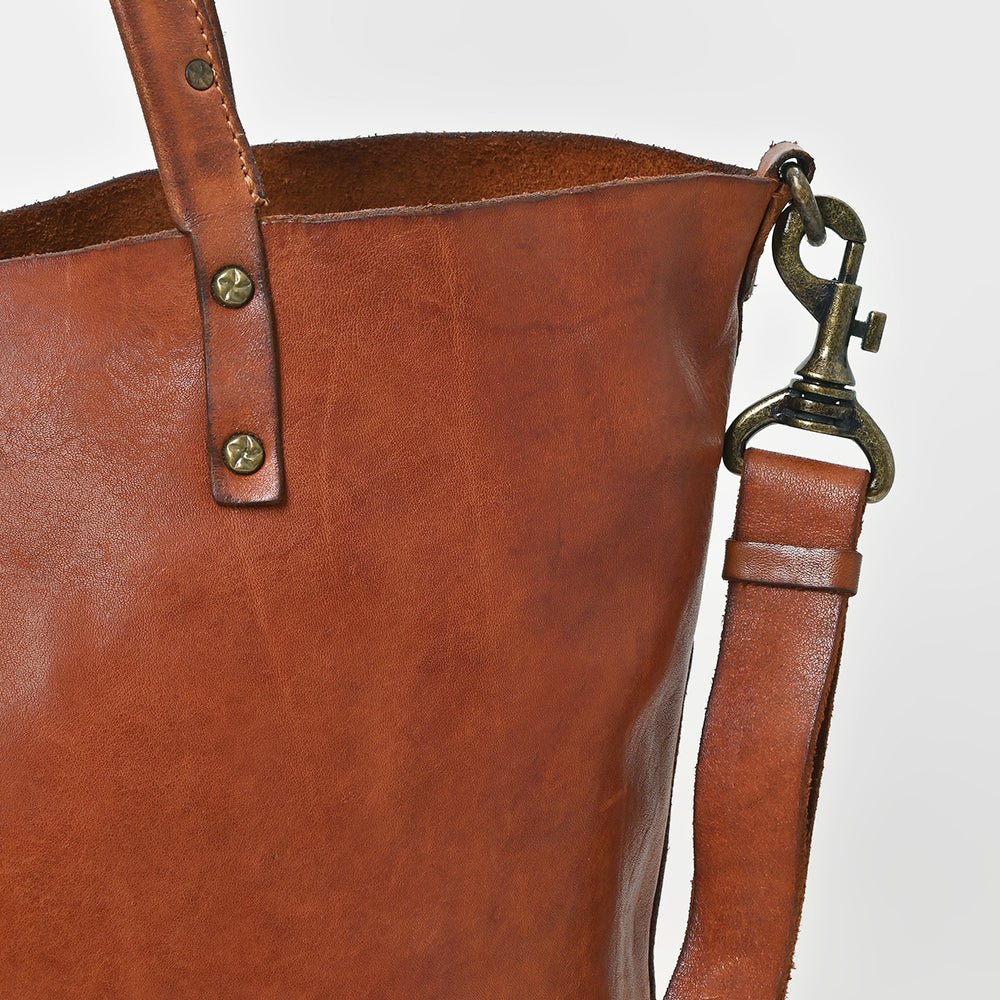 Spaghetti Western Cognac Hand-Dyed Hobo Bag