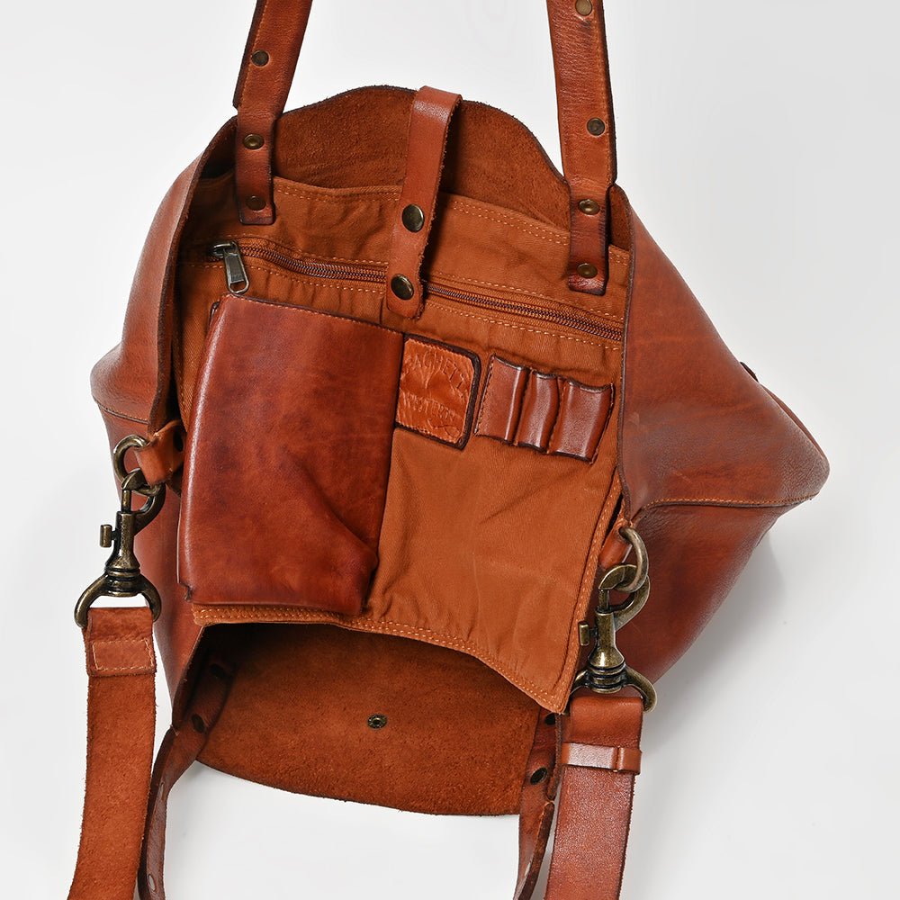 Spaghetti Western Cognac Hand-Dyed Hobo Bag