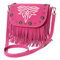 American Darling Genuine Suede Leather Cross body Bag - Fringe, Embroidery & Concho Eco-Friendly Vegetable Tanned Purse