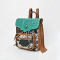 American Darling Western Cowhide & Turquoise Tooled Leather Fringe Backpack