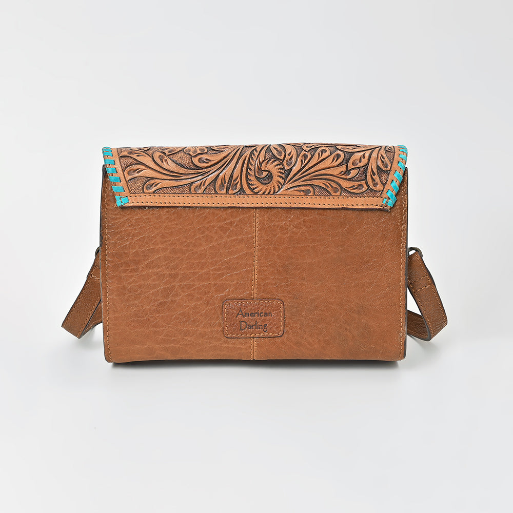 American Darling Hair-On Hide & Hand-Tooled Genuine Leather Star Crossbody Bag