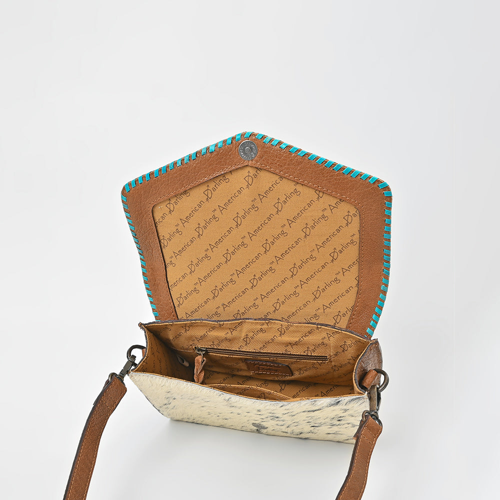 American Darling Hair-On Hide & Hand-Tooled Genuine Leather Star Crossbody Bag