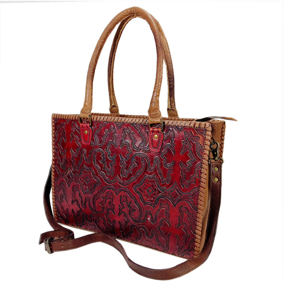American Darling Tote Hand Tooled Genuine Leather