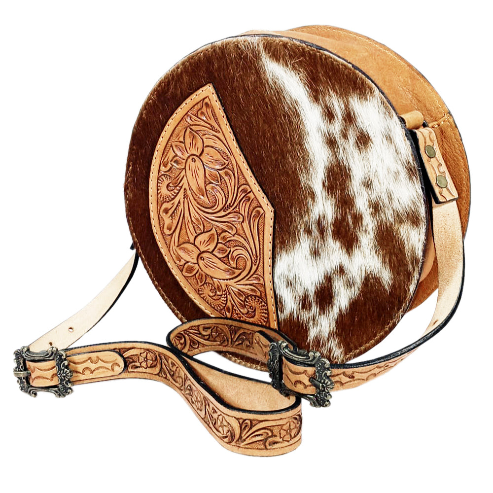 American Darling Canteen Hand Tooled Hair-On Genuine Leather