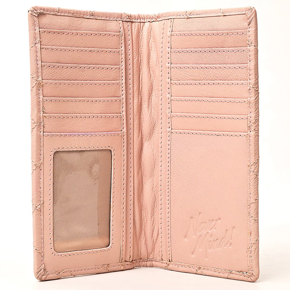 NEVER MIND Quilted Leather Continental Bifold Wallet Organizer