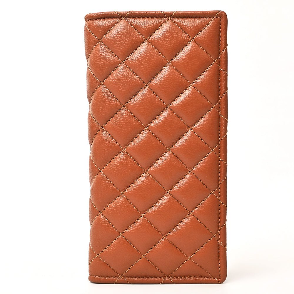 NEVER MIND Quilted Leather Continental Bifold Wallet Organizer