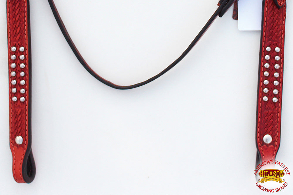 HILASON Western Horse American Leather Headstall Tack Mahogany