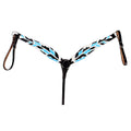 HILASON Western Horse Genuine Leather Printed Breast Collar Turquoise & Black