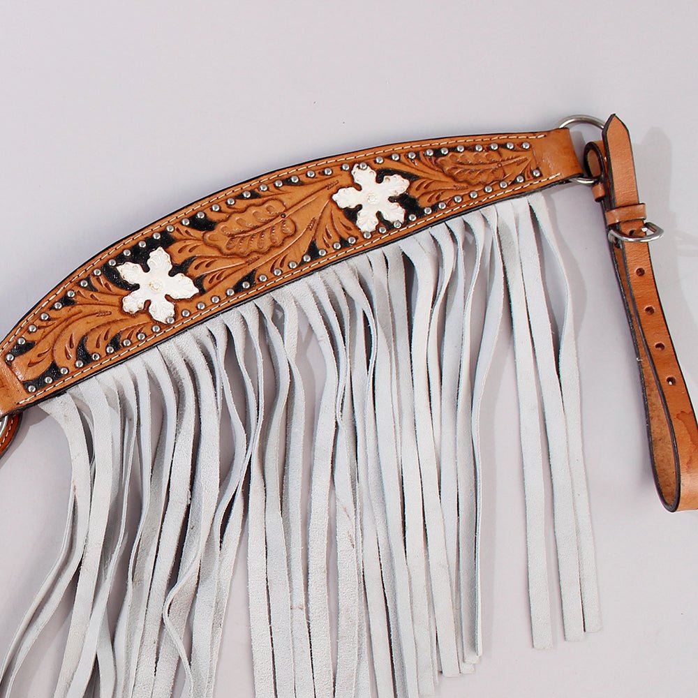 Hilason Western Horse Hand Tooled Genuine Leather Breast Collar Tan