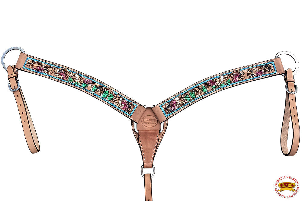 HILASON Western Horse Headstall Breast Collar American Leather Tan