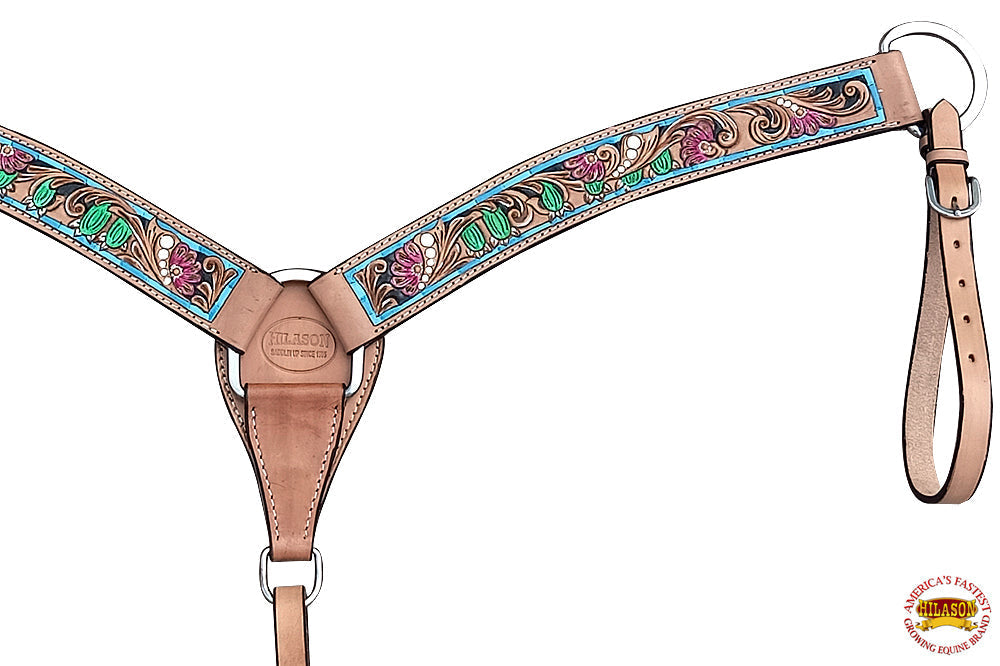 HILASON Western Horse Headstall Breast Collar American Leather Tan