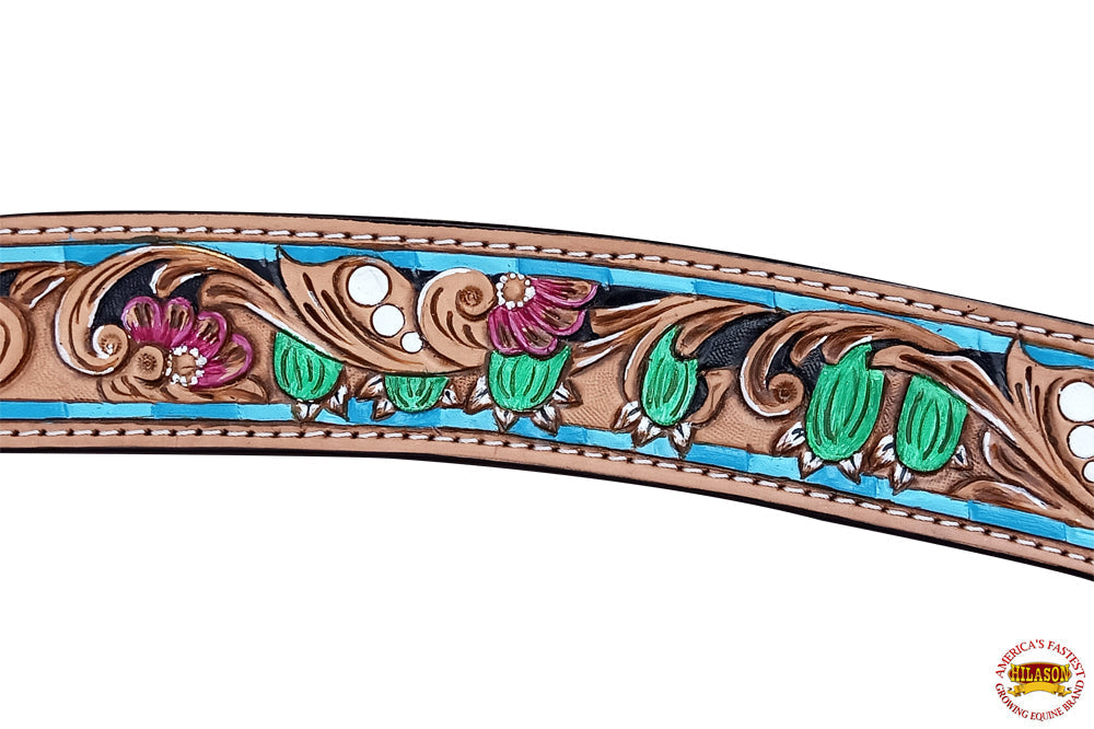 HILASON Western Horse Headstall Breast Collar American Leather Tan
