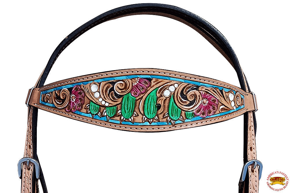 HILASON Western Horse Headstall Breast Collar American Leather Tan