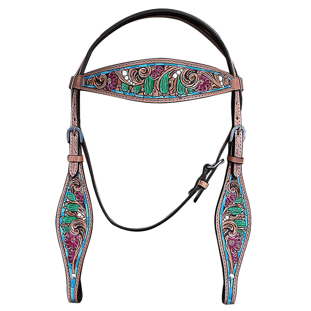 HILASON Western Horse Headstall Breast Collar American Leather Tan