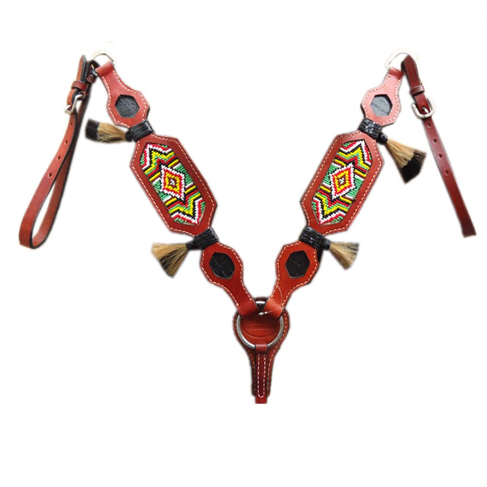 Western Leather Horse Breast Collar Tack With Durable Construction And Brown Finish