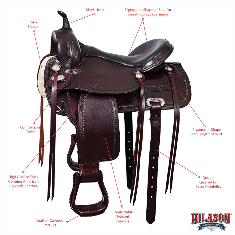 HILASON Western Horse Saddle American Leather Flex Tree Trail & Pleasure Brown