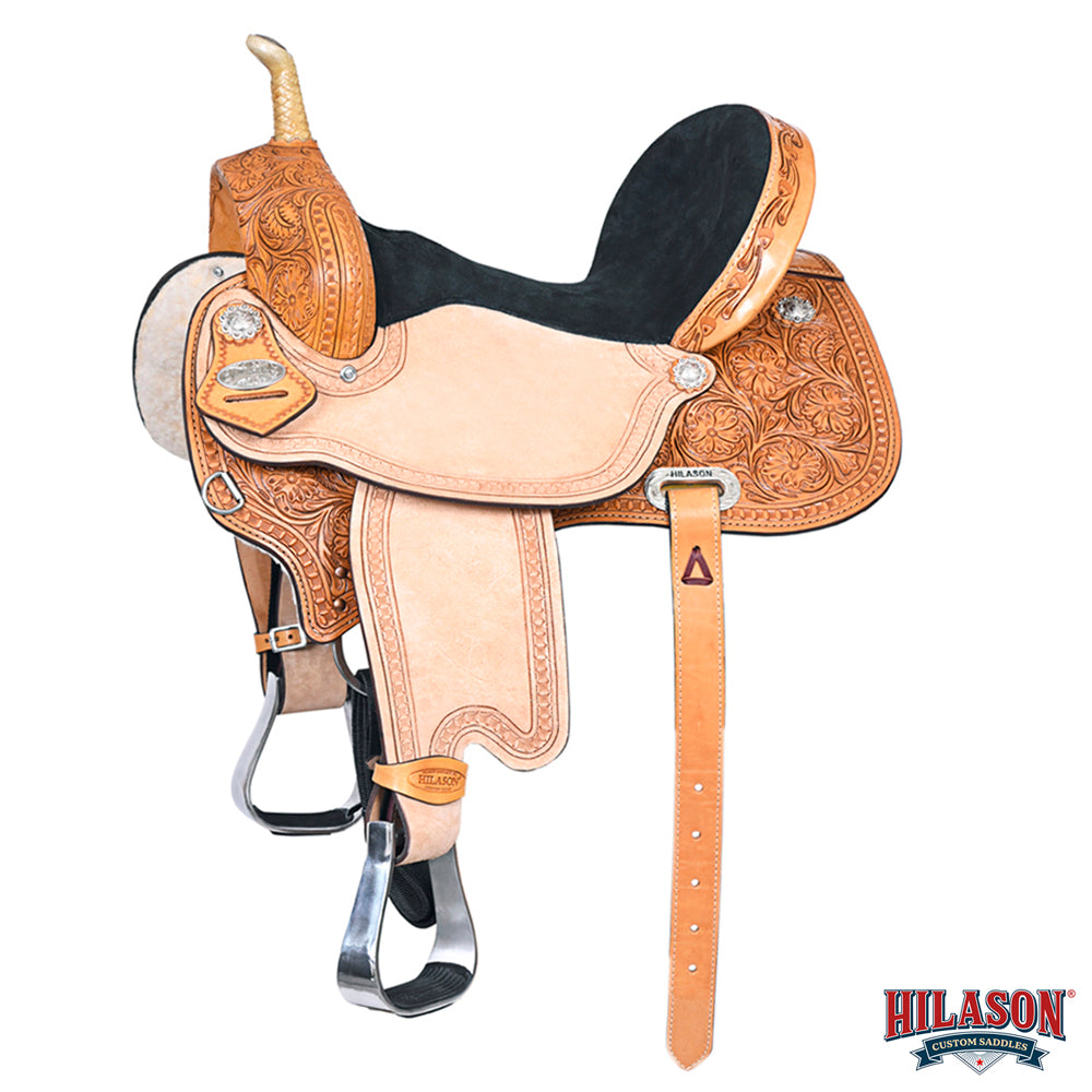 Tan HILASON Western Horse Saddle American Leather Barrel Flex Tree Trail